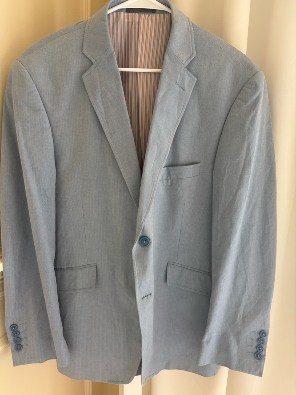 Madison Herringbone Sport Coat Light Blue Men's Blazer 40S